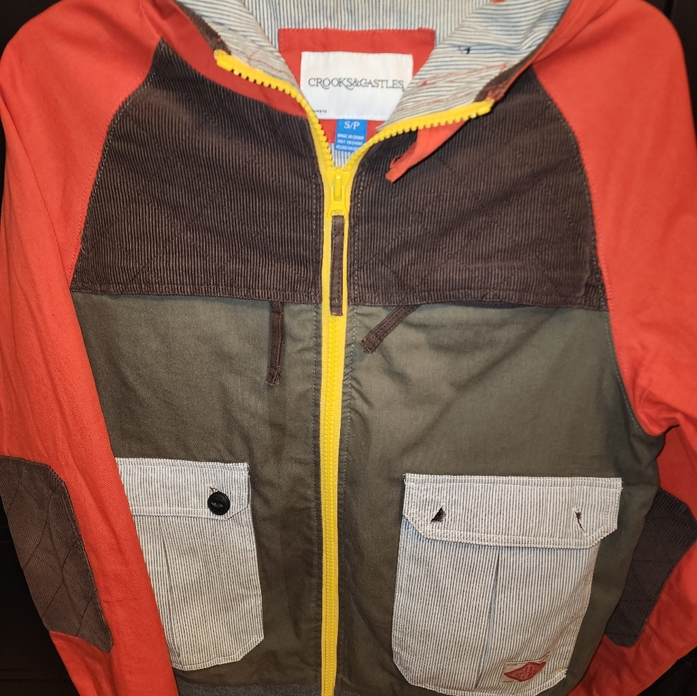 Crooks & Castle Colorblocked Mixed Fabric Jacket